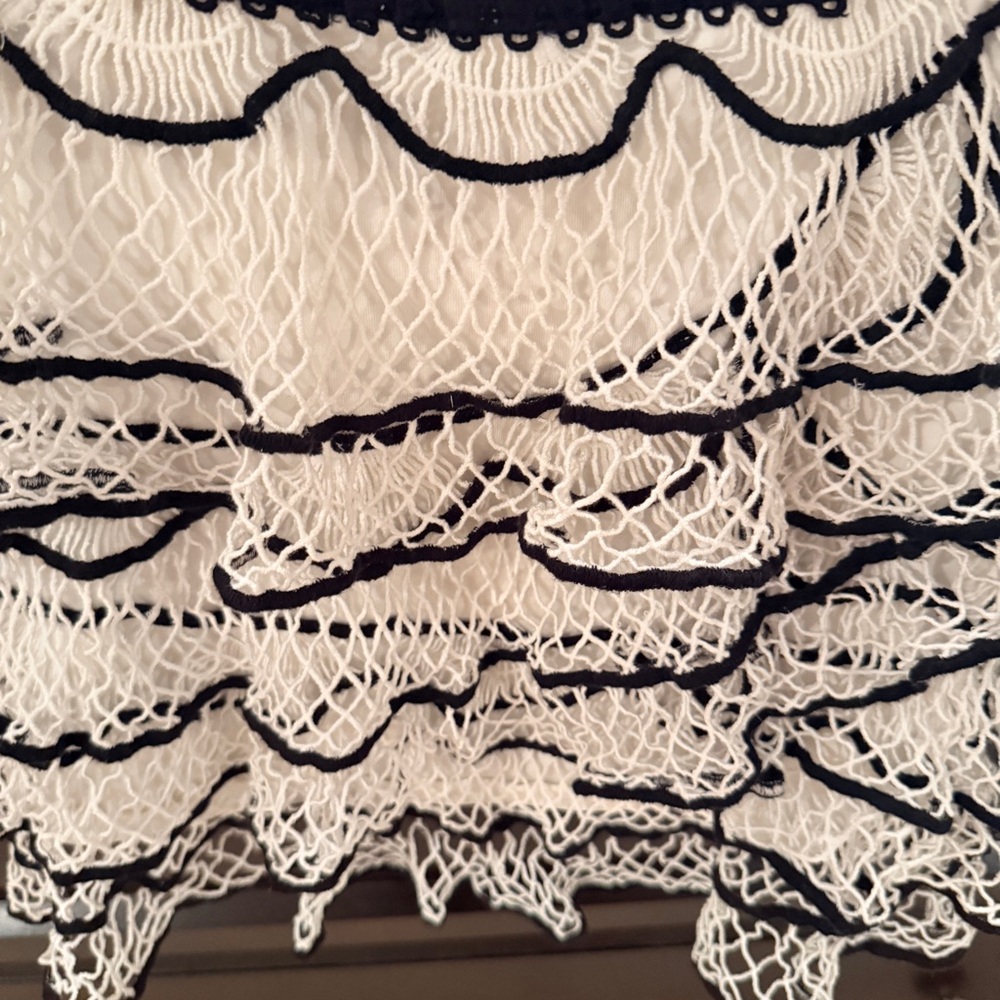 Anthropologie White and Black Crochet Ruffle Camisole - Picture 6 of 11